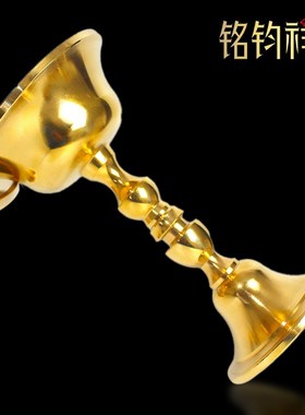 藏传黄铜护法杯供杯 圣水杯家居大中小多款可选抛光光面护法盘