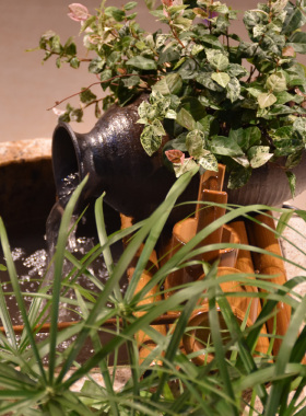 陶瓷鱼缸竹子流水过滤器摆件三合一增氧圆形缸专用过滤水循环系统