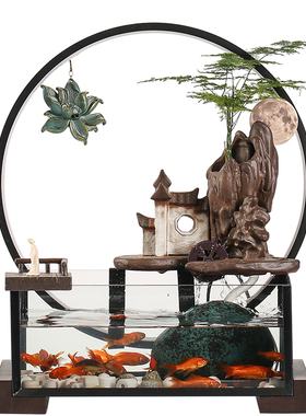 流水生财摆件创意景观循环水鱼缸客厅办公室招财装饰开业乔迁礼品