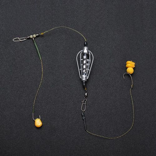 欧式反底双钩钓组 成品飞德钩组钓鱼珠珠浮球线组欧鲤钓库钓野钓 - 图2