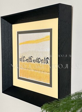 木吉艺术首创【乘风】中古抽象艺术客厅背景墙高级感实木框装饰画