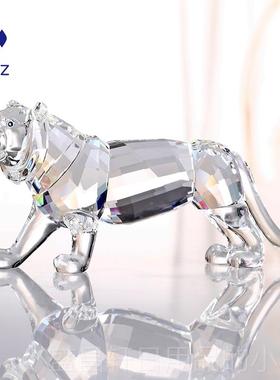 高档水品晶虎摆件十二生肖动物乔迁礼物祥物办公室老桌面装饰吉小