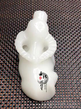 高档天关然阿富汗白石玉艺牛摆件生肖玉牛白玉雕卧牛办公室玄工品