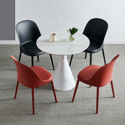 岩板圆桌洽谈桌椅组合家用餐桌小圆桌子接待洽谈桌咖啡桌阳台桌椅 - 图1