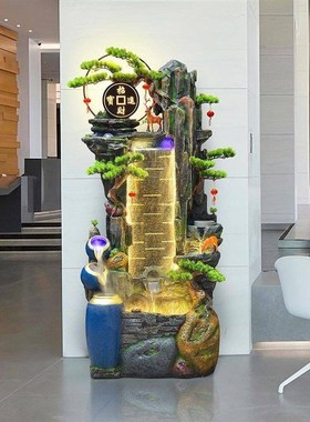 中式假山流水喷泉循环办公室内景观装饰客厅鱼缸生财落地摆件