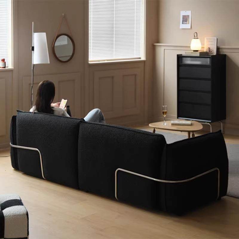 中古风小法式黑色雪尼尔布艺沙发客厅意式极简设计师直排沙发组合,淘宝优惠券,粉丝福利购,淘宝优惠卷