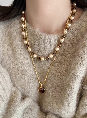 秋冬美拉德虎眼石摩卡金棕珍珠