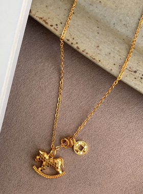 马上有钱碎冰冰钱币小马吊坠项链