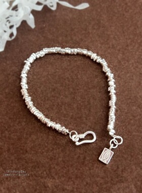 做旧鱼骨碎银子盘缠手链钱袋子