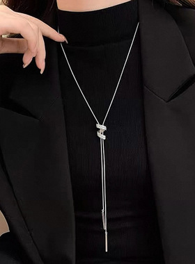 满钻螺旋可调节抽拉长款项链女