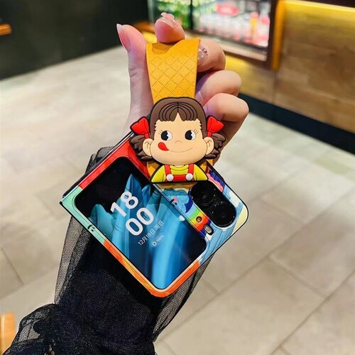 适用华为p50pocket手机壳折叠屏pocket2腕带卡通不二家牛奶妹新款novaFlip S支架防摔N3Flip女外壳可爱油画 - 图1