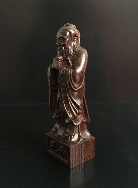 越南沉香木雕 孔子 雕像人物摆件孔夫子像家居客厅装饰木质工艺品
