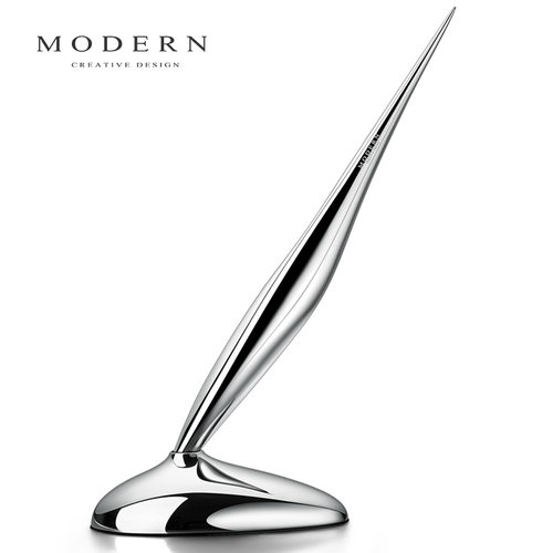 Modern创意艺术抽象永恒笔不用墨水铅笔金属笔签字笔桌面摆件高档 - 图0