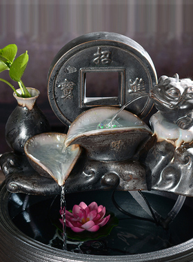 陶瓷鱼缸循环流水配件假山石槽喷泉水景过滤家用养鱼盆搭造景装饰