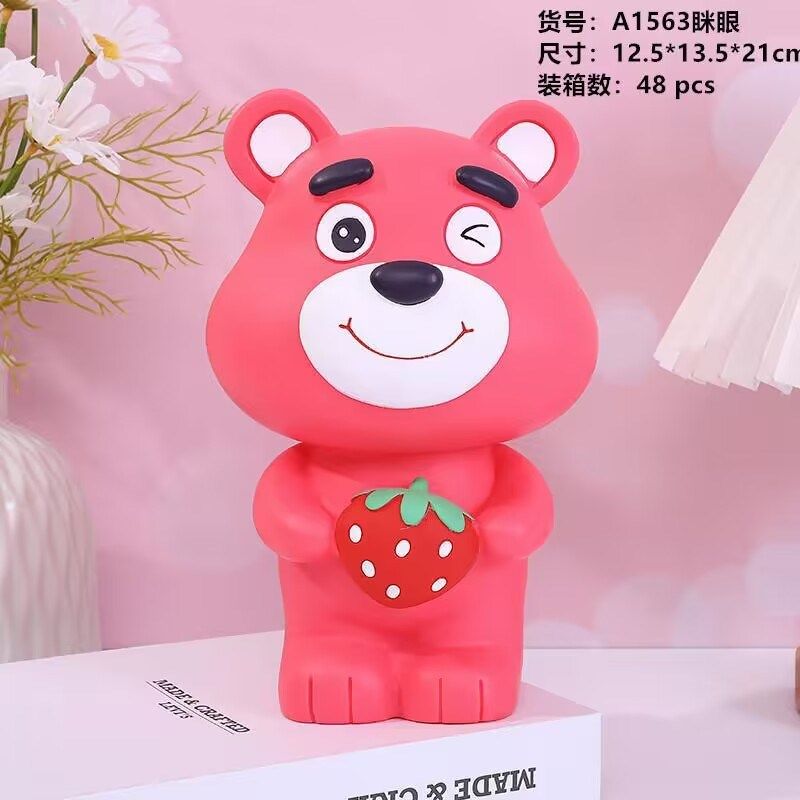 新款草莓兔草莓存钱罐儿童涂鸦彩绘手绘色卡通石膏像娃娃乳胶模具,淘宝优惠券,粉丝福利购,淘宝优惠卷