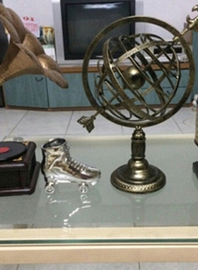 复古地球仪装饰品摆件酒吧做旧家居柜子酒柜摆饰艺术收藏小创意