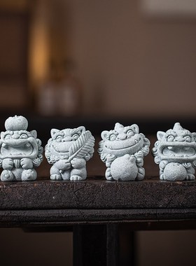 青砂文创国潮醒狮事业有成茶宠摆件家居办公室桌面鱼缸造景装饰品