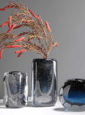 艺术品琉璃彩色花瓶可水培玻璃摆件酒店样板房装饰品客厅玄关摆设