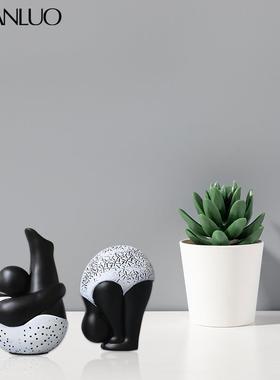 简约现黑代白体操艺抽象9000-166人物摆件样板间现代脂跳水树人物