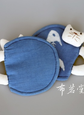 布茗堂立体小猫 蜡染杯垫 手工蓝染布料