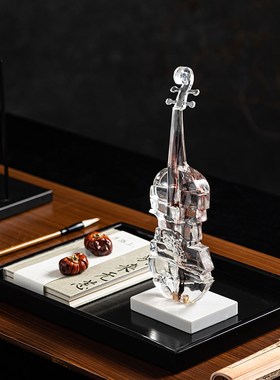 透明树脂小提琴摆件客厅玄关电视柜办公室酒吧创意装饰品乔迁礼品