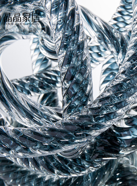 晶晶家居玻璃麻绳麻团毛楞摆件艺术抽象客厅书桌酒柜办公室装饰品