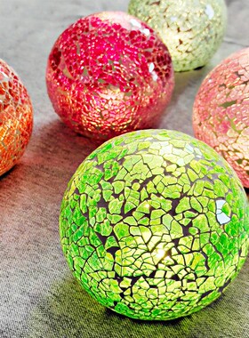 欧式彩色魔法马赛克电子蜡一体玻璃烛台浪漫家居酒吧会所装饰摆件