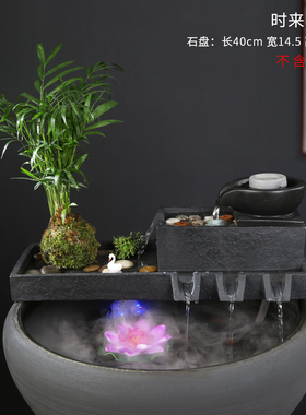人造石鱼缸造景流水器循环系统过滤增氧古法养鱼陶瓷假山装饰配件