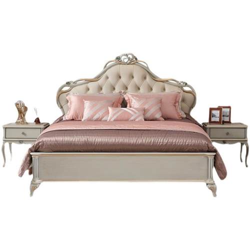 古典无品牌/法式奢轻实木新床简欧式主卧室1皮.8米软靠背主卧双人 - 图3