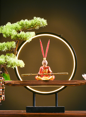 齐天大孙悟空斗战胜佛茶空间装饰办公室桌面摆设倒流香小夜灯摆件