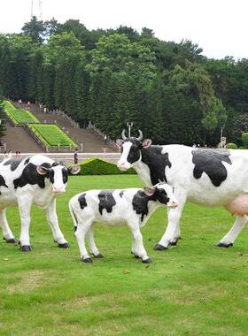 户摆外件玻璃钢光滑奶牛仿真景光滑牛奶雕塑农场牧场区花园林幼儿