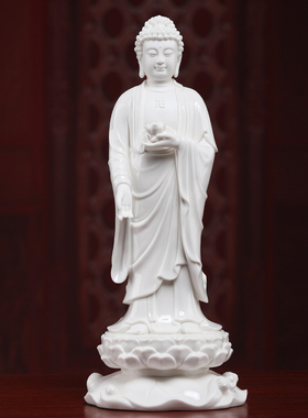 戴玉堂陶瓷立莲西方三圣阿弥陀佛观世音大势至菩萨像佛像站像摆件