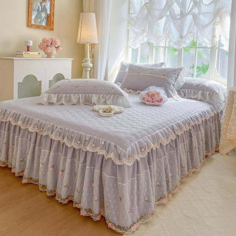 可定用制蕾丝床裙单件床带罩款床单四季通棉床盖裙边纯色F99J586H,淘宝优惠券,粉丝福利购,淘宝优惠卷