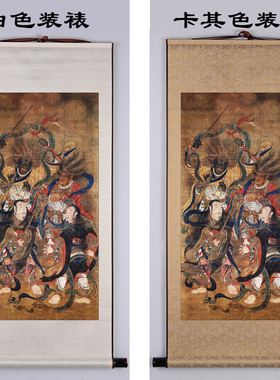 北极四圣天蓬天猷翊圣元帅真武大帝挂画丝绸卷轴装饰画防水不褪色