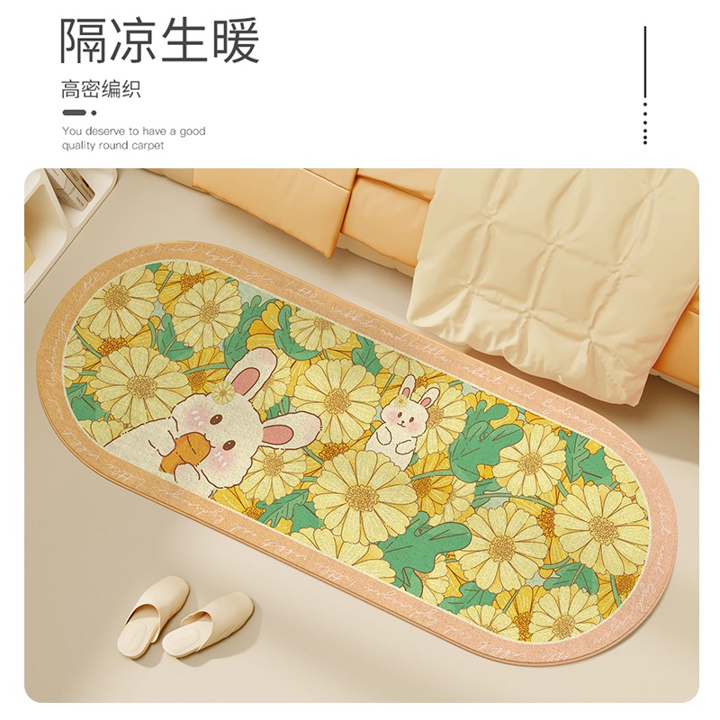 仿羊绒地毯卧室床边毯书房可爱卡通家用长条地垫现代简约客厅毯子 - 图0