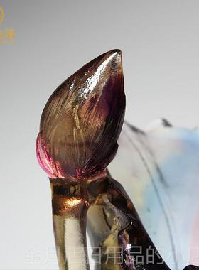 高档档琉璃荷花笔筒件办公室老板桌送女的领导生日礼物高工艺品升