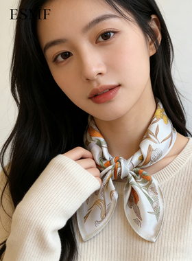 ESMF春秋法式真丝波纹小方巾