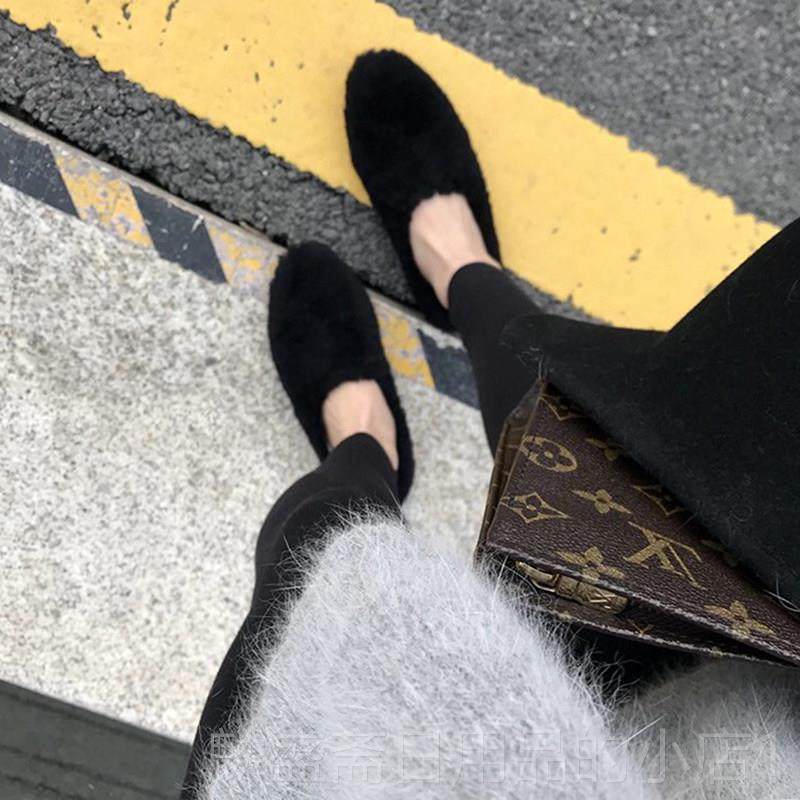 正品羊羔加绒白一色网毛红毛鞋女冬外穿毛脚蹬平底棉鞋大码女鞋41,淘宝优惠券,粉丝福利购,淘宝优惠卷