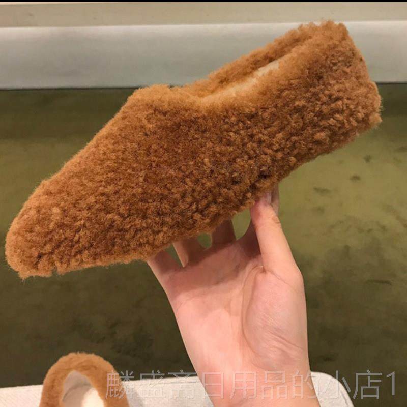 正品羊羔加绒白一色网毛红毛鞋女冬外穿毛脚蹬平底棉鞋大码女鞋41,淘宝优惠券,粉丝福利购,淘宝优惠卷