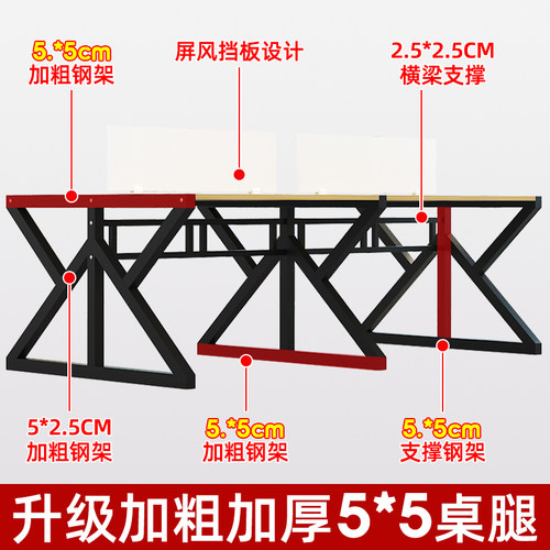职员办公桌椅组合简约现代电脑桌办公室卡座4/6人员工卡位工作位 - 图0