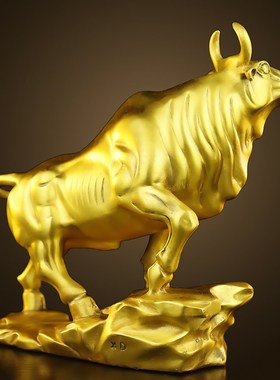 铜牛摆件纯黄铜华尔街牛家居客厅办公室桌面饰品牛气冲天开业送礼