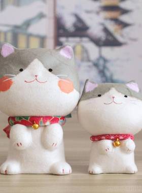 正品本京都龙虎作可爱和微笑萌猫件汽日车办公电脑桌面小摆纸网红