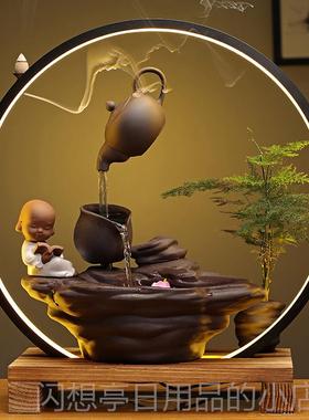 正品式风创意挂厅壶流水摆件中客装饰招财办公室桌面陈设新乔迁开