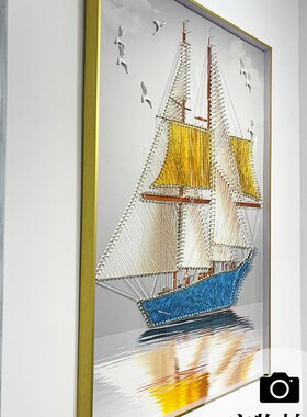 入户玄关装饰画一帆风顺正对门挂画寓意好走廊过道壁画立体实物画