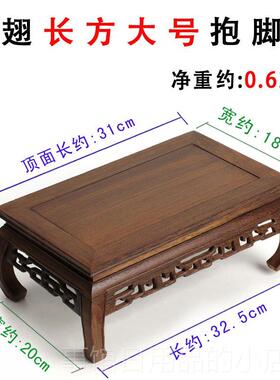 高档鸡翅木长方形雕底座木 实木工质花花盆佛像艺品摆饰红瓶木托