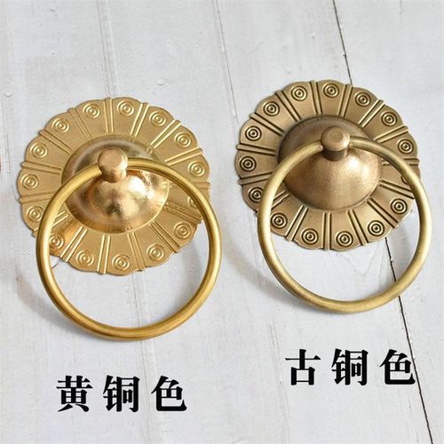 纯中式大门手拉手老式古建庭圆院木门把复形古拉铜环手拉仿古门环 - 图0