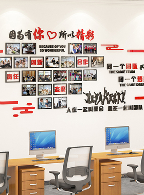 企业员工风采文化墙团队激励标语墙贴办公室照片墙装饰展示墙布置