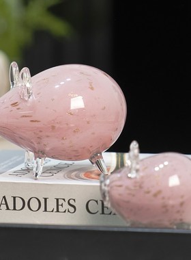 柏梵琉璃动物摆件可爱小猪桌面摆件客厅酒柜儿童房萌趣高级感装饰