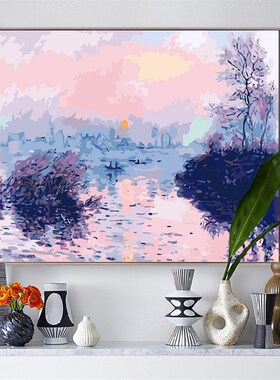 莫奈罂粟田 DIY手绘数字油画世界名画客厅装饰画抽象风景油彩画