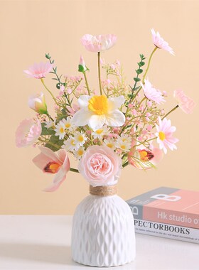 2022高档新款仿真花束假花插花花艺摆件客厅餐桌装饰花电视柜摆设